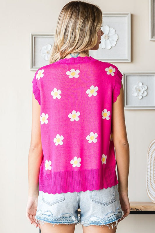 Flower  Round Neck Sweater