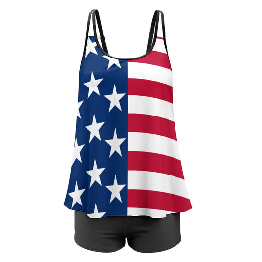 Plus 2-Piece Stars & Stripes 4th of July Tankini & Boy Shorts Sets