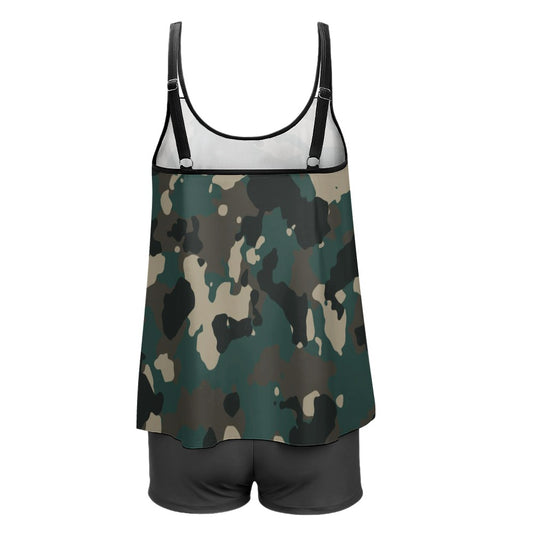 Plus 2-Piece Camouflage Tankini & Boy Shorts Sets