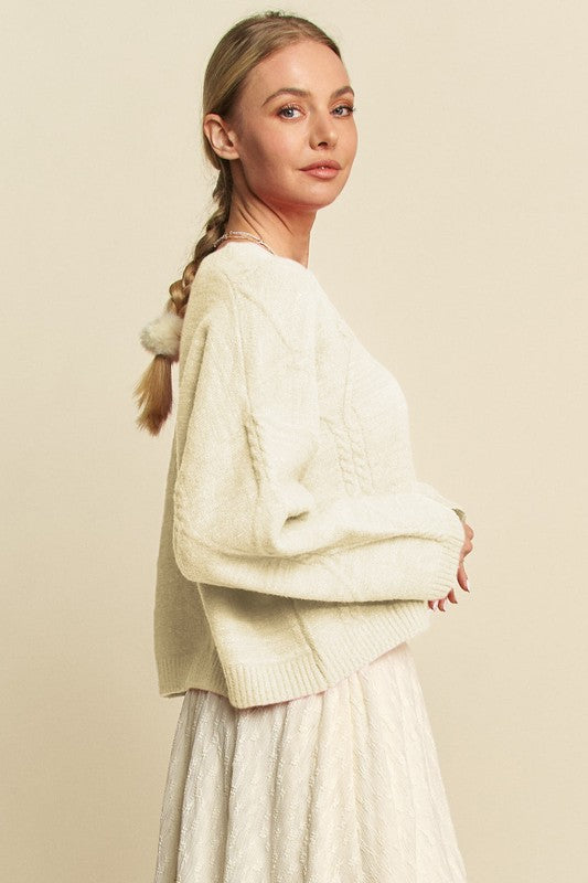 Diamond Cable Drop Shoulder Sweater