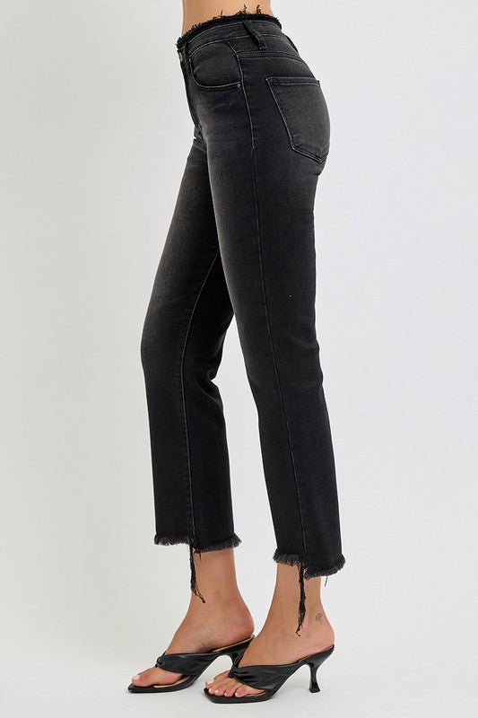 Raw Hem Cropped Flare Jeans Plus-Size
