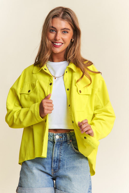 Snap Down Long Sleeve High Low "Shacket" Shirt Jacket