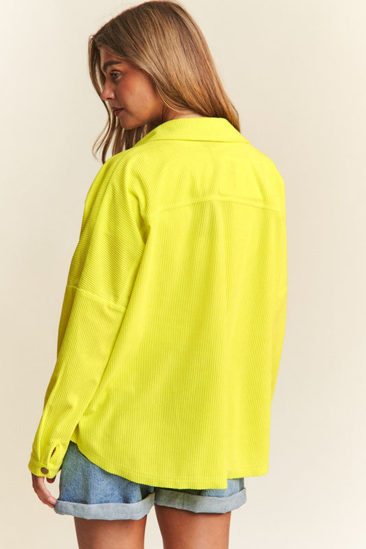 Snap Down Long Sleeve High Low "Shacket" Shirt Jacket