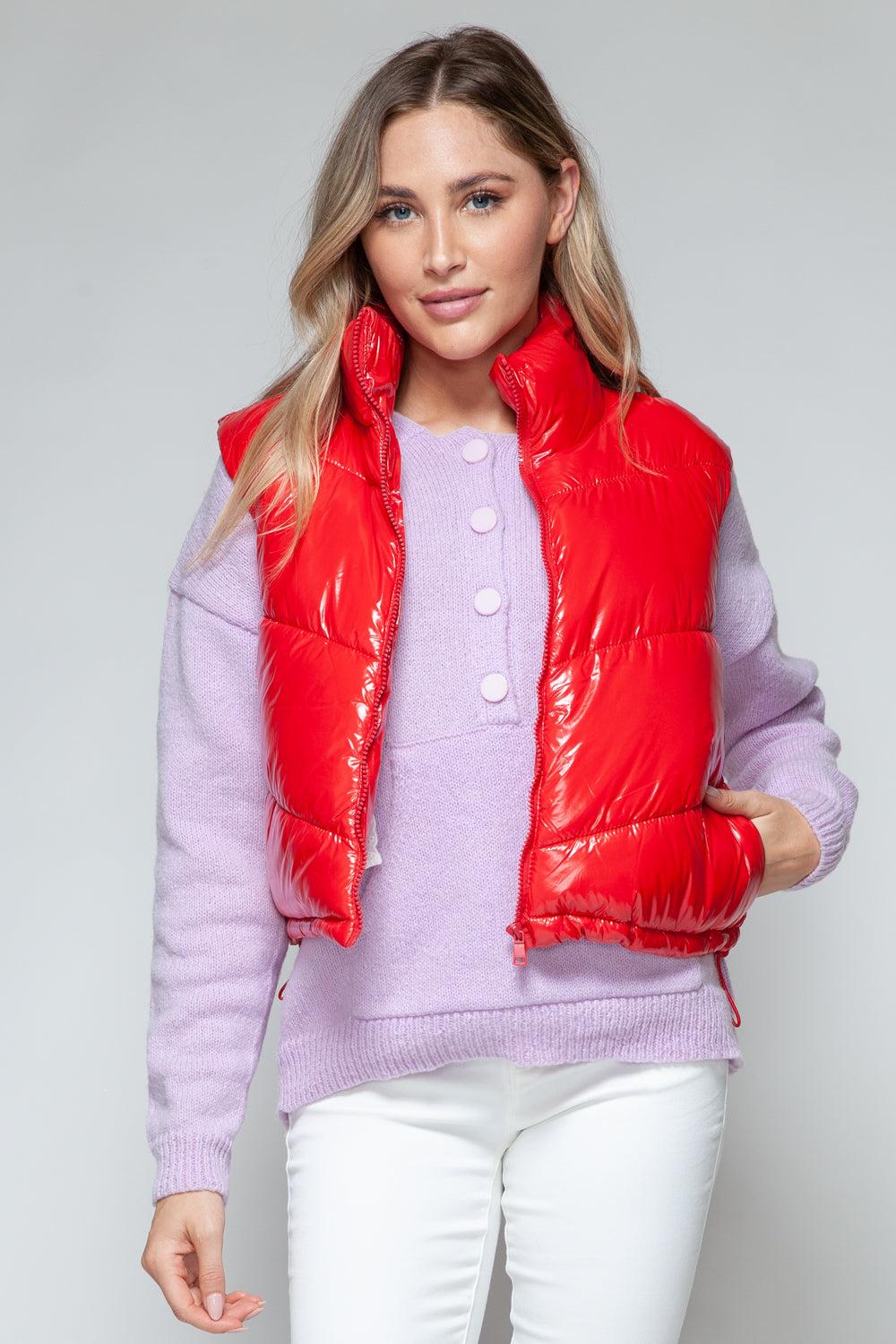 Zip Up Turtleneck Quilted Vest