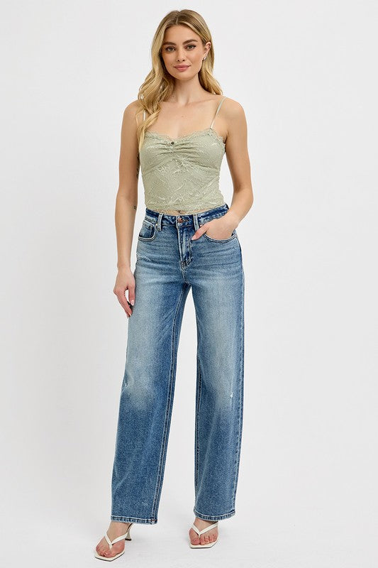 Distressed Wide Leg Jeans Plus-Size