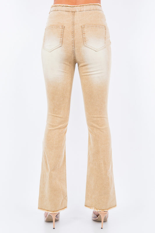 V-Cut Ruched Flare Pants