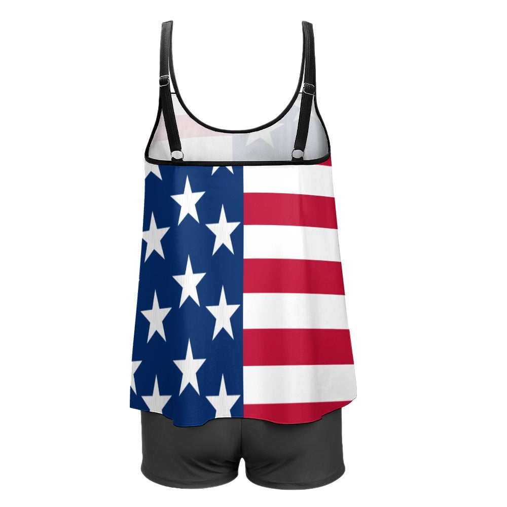 Plus 2-Piece Stars & Stripes 4th of July Tankini & Boy Shorts Sets