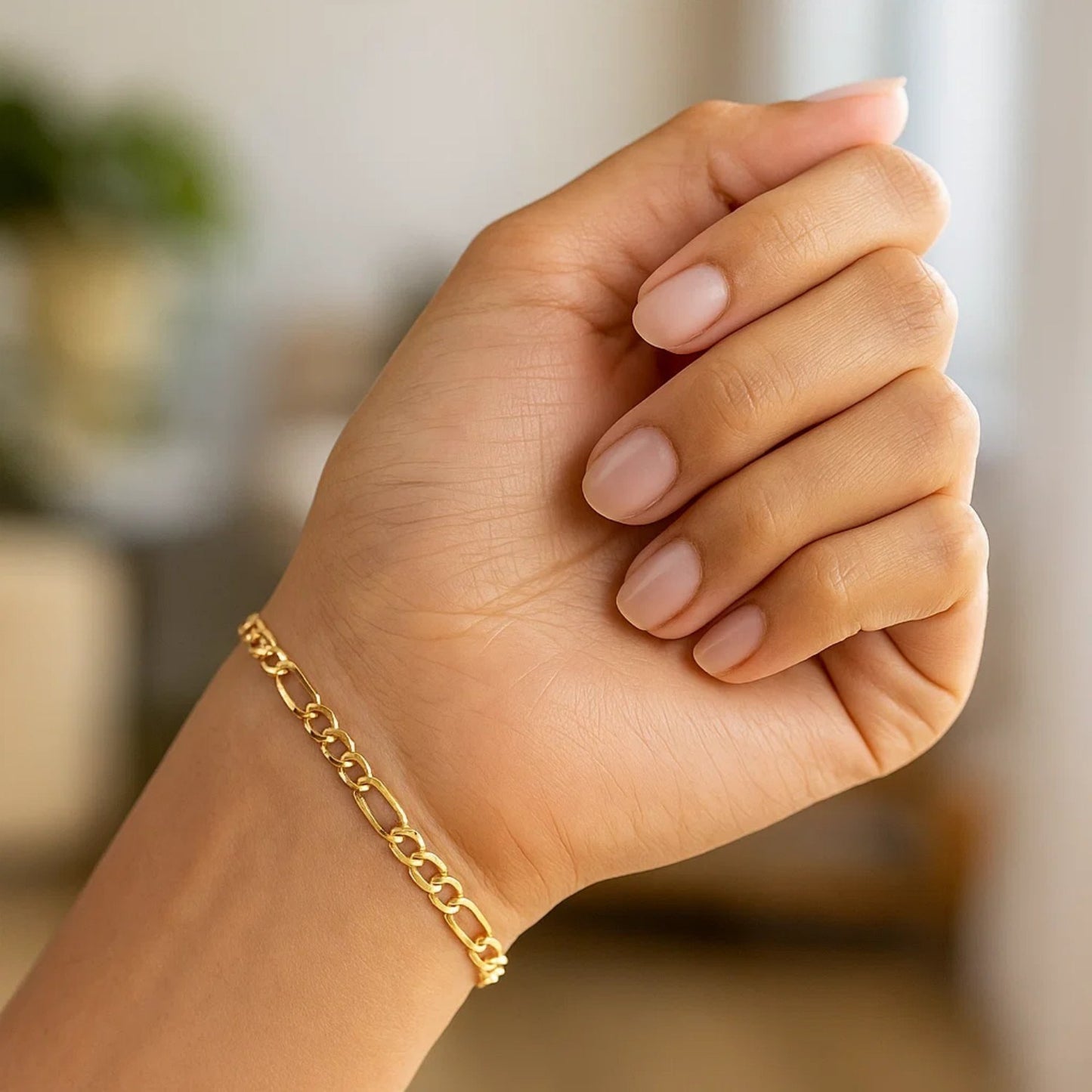 14k Yellow Gold Solid Figaro Bracelet (4.50 mm)
