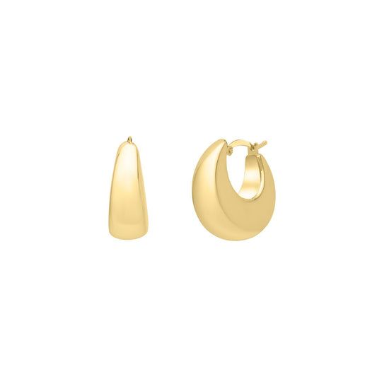 14k Yellow Gold Large Tapered Hoop Earrings(20x20mm)