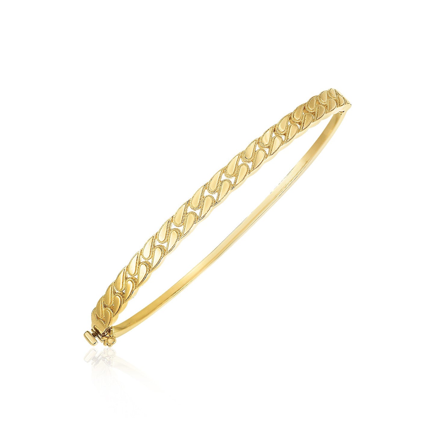 14k Yellow Gold High Polish Cuban Chain Link Bangle (4.60mm)