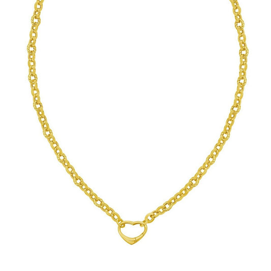 14K Yellow Gold Heart Lock Charm Necklace (5.80 mm)