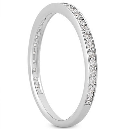 14k White Gold Micro-pave Diamond Wedding Ring Band