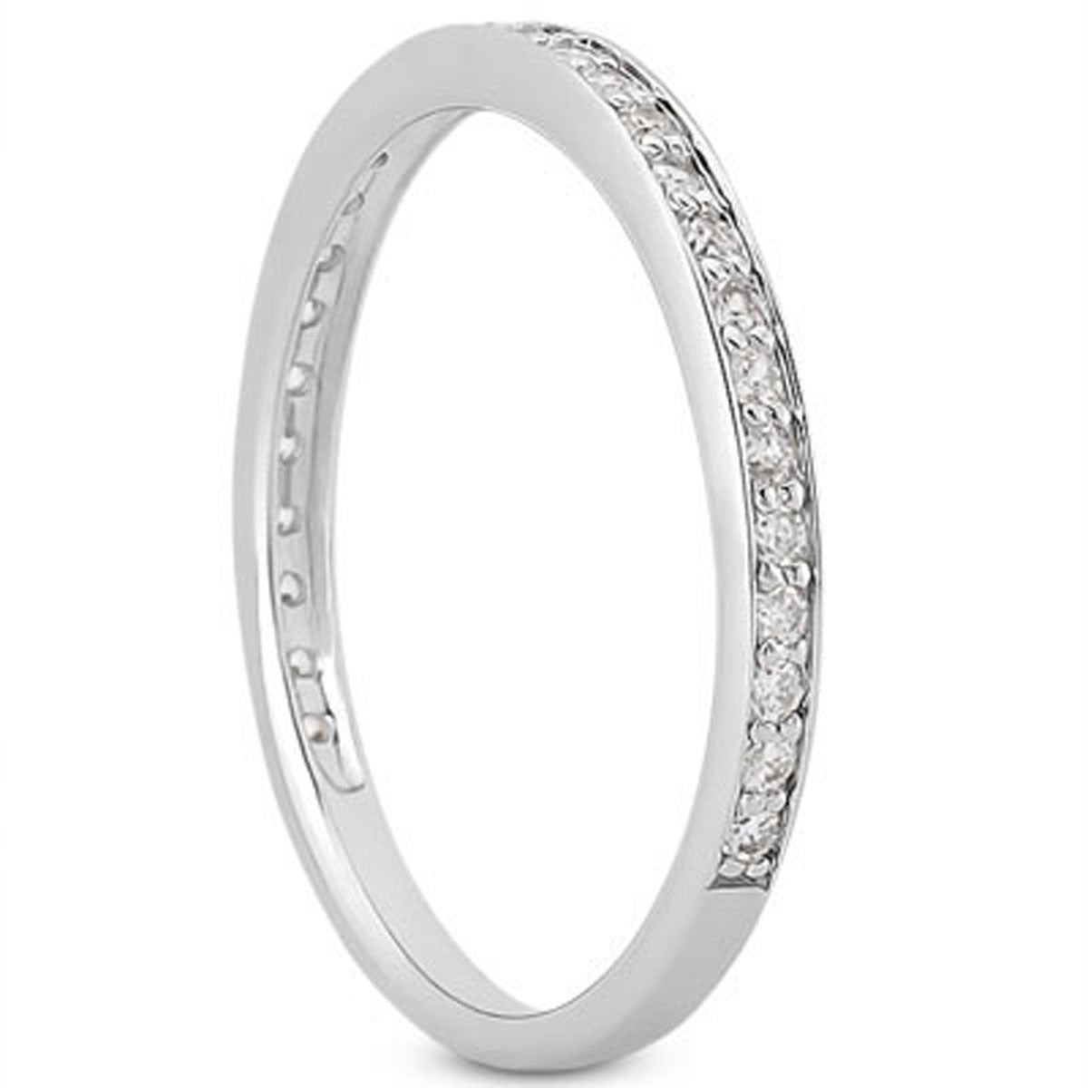 14k White Gold Micro-pave Diamond Wedding Ring Band