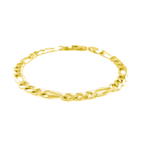 14k Yellow Gold Solid Figaro Bracelet (6.00mm)