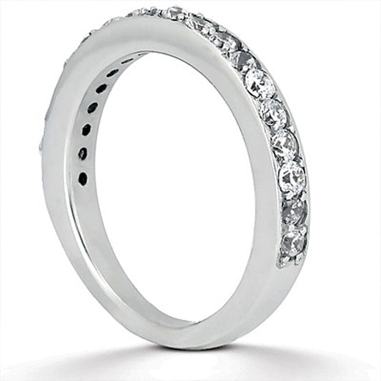14k White Gold Pave Diamond Wedding Ring Band-Set 1/2 Around