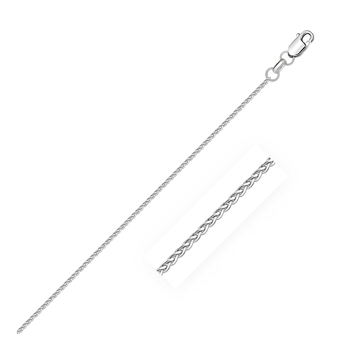 18k White Gold Round Wheat Chain (1.20mm)