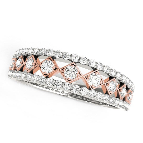 14k White & Rose Gold Diamond Band (3/8 cttw)