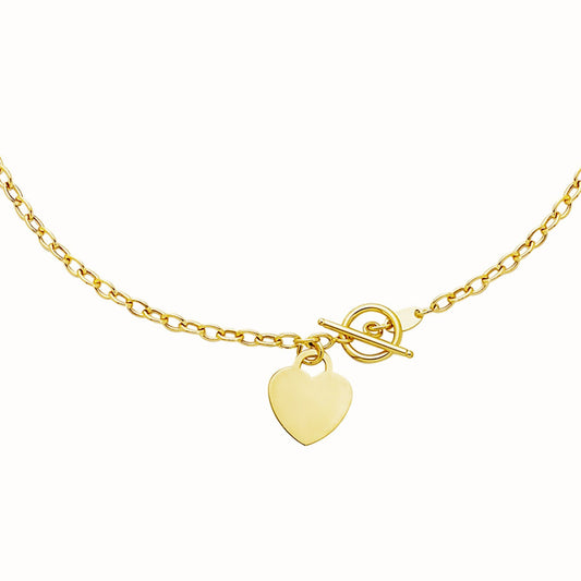 Toggle Bracelet with Heart Charm in 14k Yellow Gold (22.35 mm)