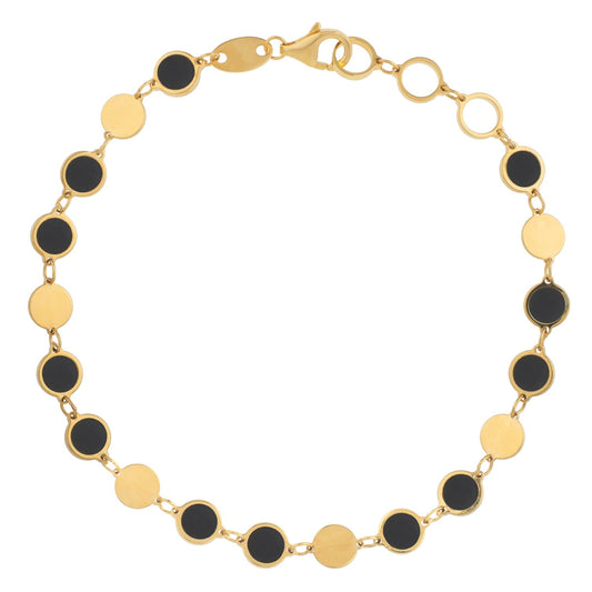 Black Onyx Gem Alternating Bracelet in 14K Yellow Gold (5.00 mm)