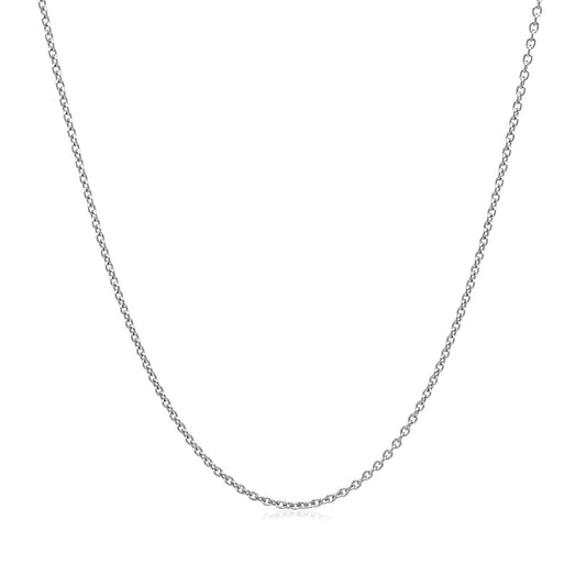 14k White Gold Oval Cable Link Chain (1.10 mm)