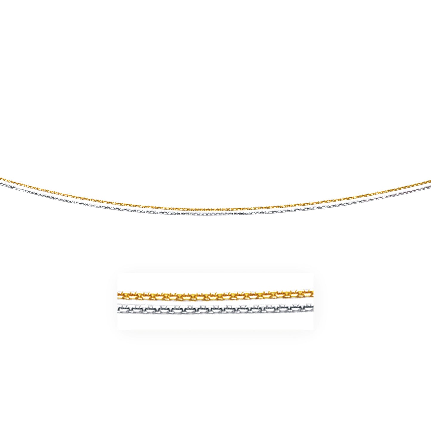 14k Two-Tone Double Strand Cable Pendant Chain (1.10mm)