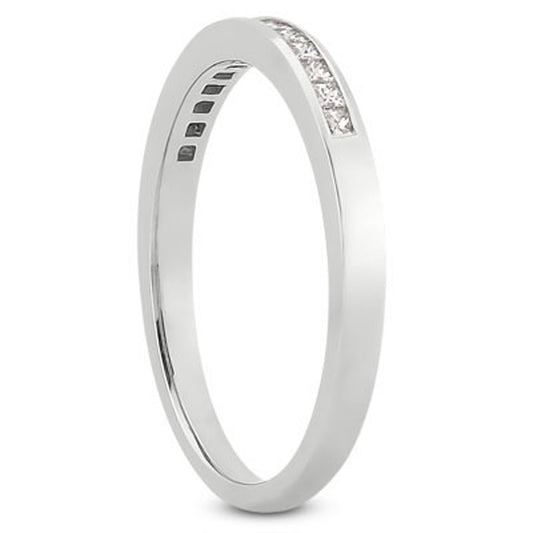 14k White Gold Channel-Set Princess Diamond Wedding Ring Band