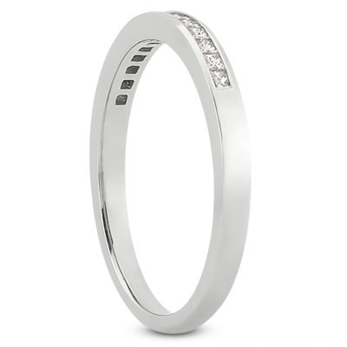 14k White Gold Channel-Set Princess Diamond Wedding Ring Band