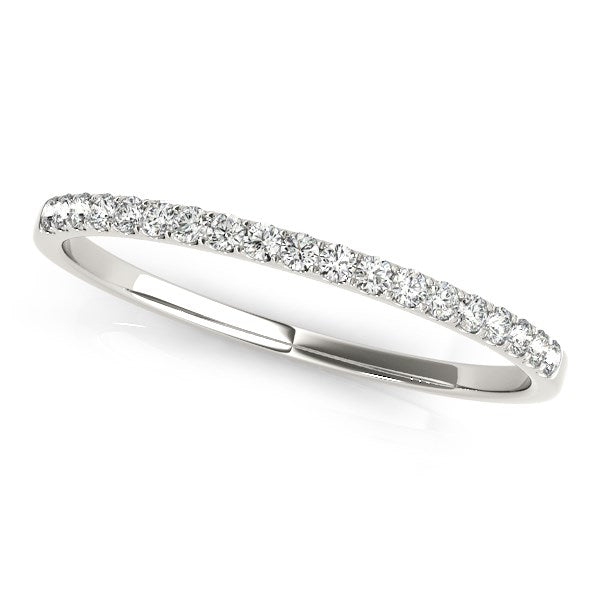 14k White Gold Slim Pave-Set Diamond Wedding Band (1/8 cttw)
