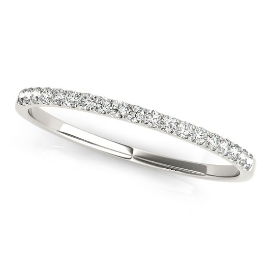 14k White Gold Slim Pave-Set Diamond Wedding Band (1/8 cttw)
