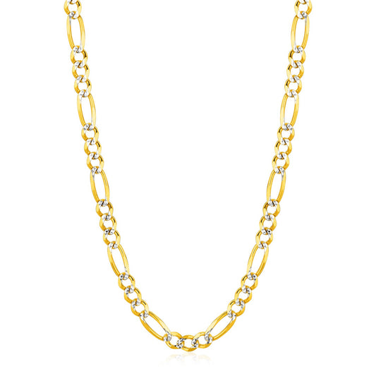 14K Yellow Gold Solid Pave Figaro Chain (5.90 mm)