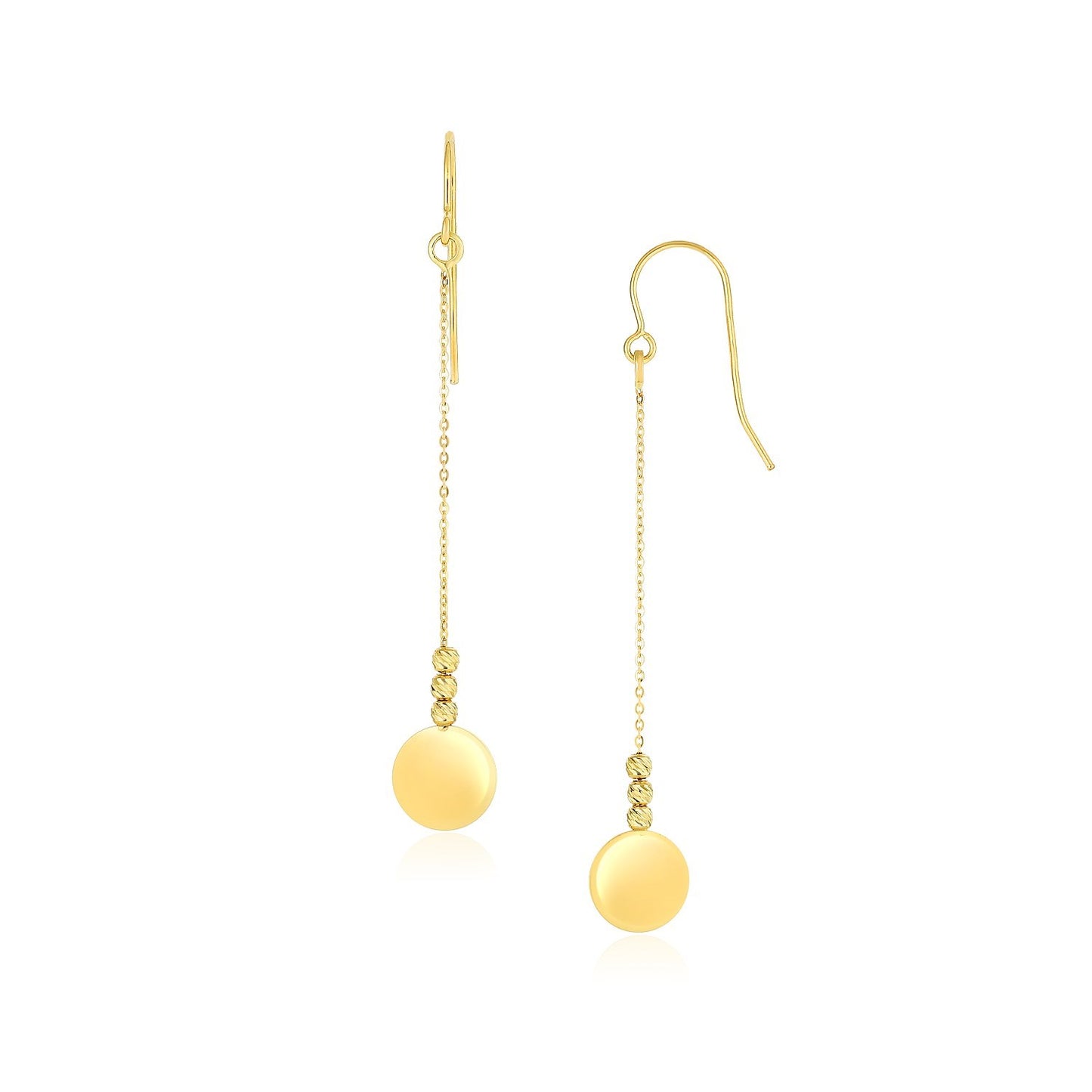 10k Yellow Gold Bead & Disc Drop Earrings