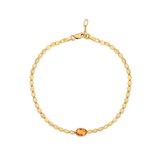 14K Yellow Gold Citrine Mirrored Chain Bracelet (2.20 mm)