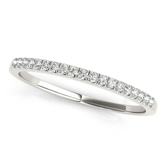 14k White Gold Scallop Pave-Set Diamond Wedding Ring (1/8 cttw)