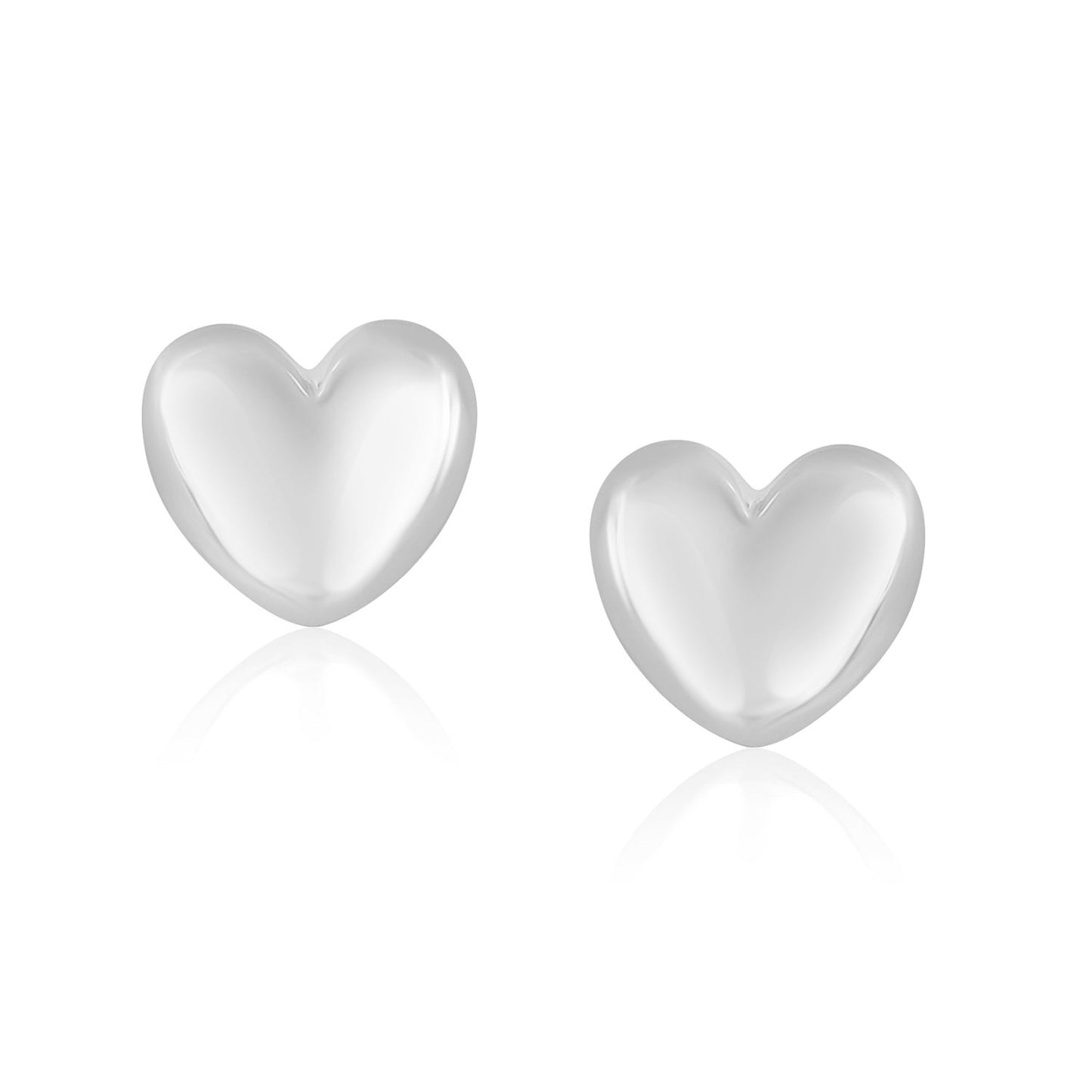 14k White Gold Puffed Heart Shape Earrings