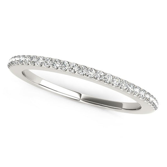 14k White Gold Pave Scallop Diamond Wedding Band (1/8 cttw)