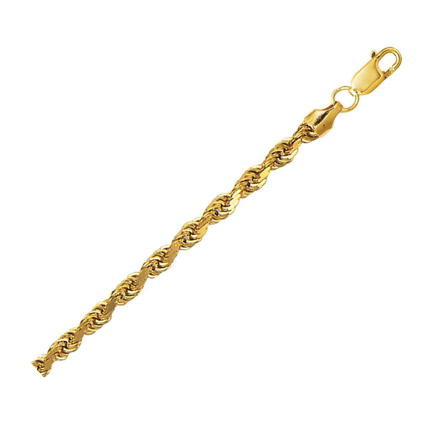 10K Yellow Gold Hollow Diamond Cut Rope Chain (4.00mm)