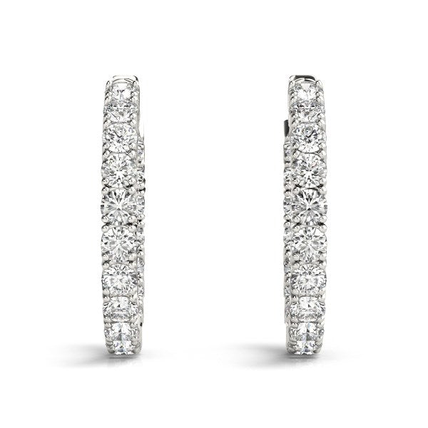 14k White Gold Two Sided Prong-Set Diamond Hoop Earrings (3 1/2 cttw)