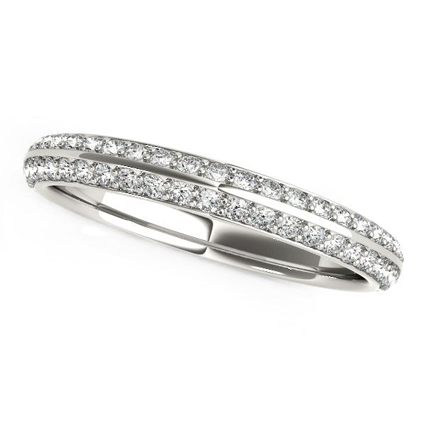 14k White Gold Two-Row Pave-Set Diamond Wedding Band (1/4 cttw)