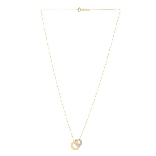 14k Yellow Gold High Polish Linked Mother of Pearl Circles Necklace