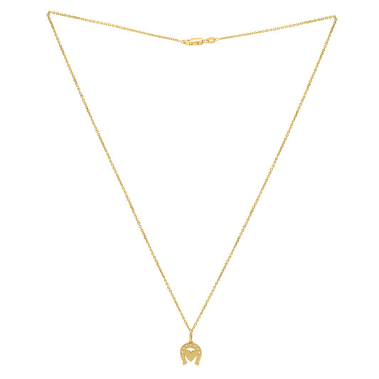 Heart and Horse Necklace in 14K Yellow Gold