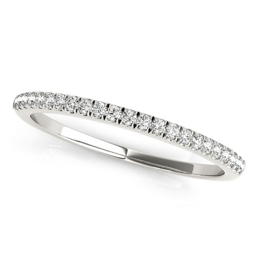 14k White Gold Diamond Pave-Set Wedding Band (1/8 cttw)