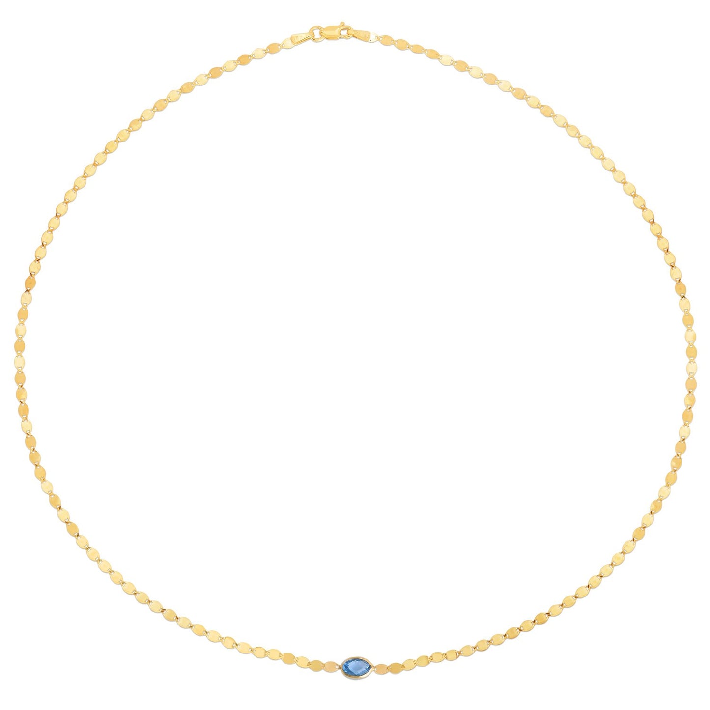 14K Yellow Gold Blue Topaz Mirrored Chain (2.20 mm)