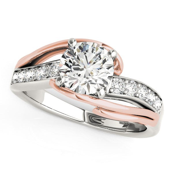 14k White & Rose Gold Bypass Shank Diamond Engagement Ring (1 1/8 cttw)