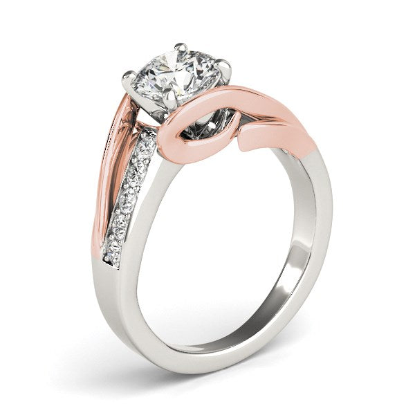 14k White & Rose Gold Bypass Shank Diamond Engagement Ring (1 1/8 cttw)