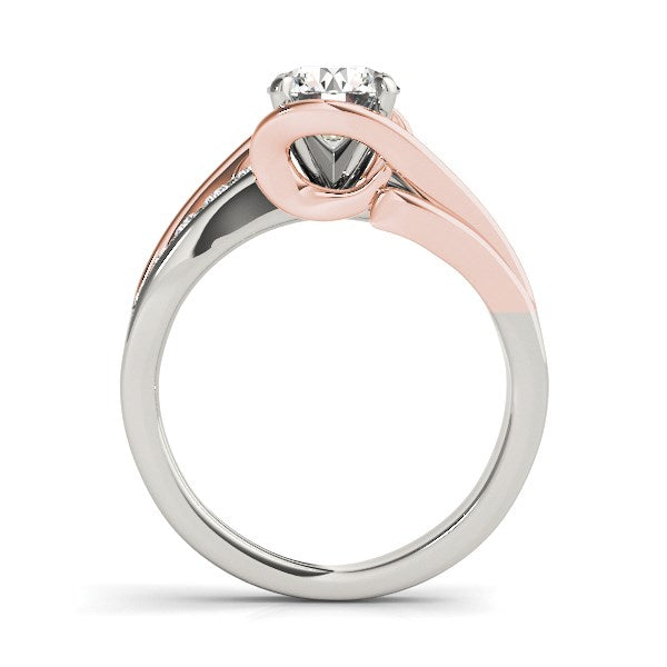 14k White & Rose Gold Bypass Shank Diamond Engagement Ring (1 1/8 cttw)