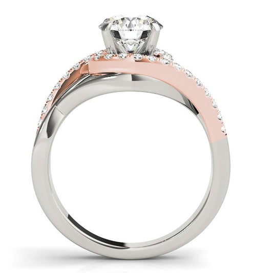 14k White & Rose Gold Bypass Diamond Engagement Ring (1 1/4 cttw)