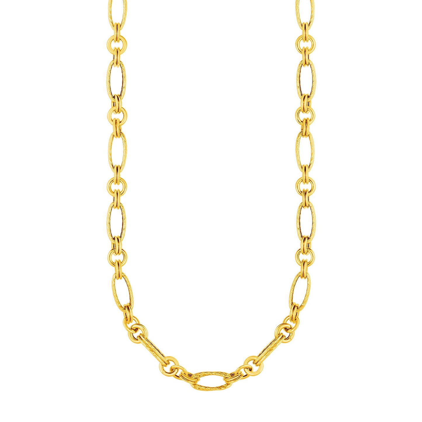 14k Yellow Gold Twisted & Polished Link Necklace