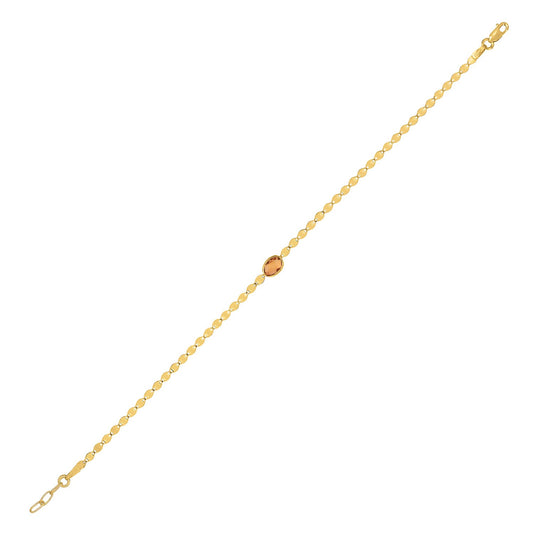14K Yellow Gold Citrine Mirrored Chain (2.20 mm)