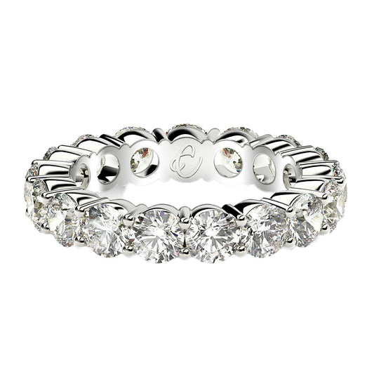 Round Cut Lab Grown Diamond Eternity Ring in 14k White Gold (3 cttw FG/VS2)