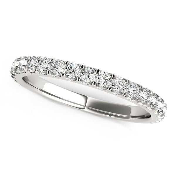 14k White Gold Round Pave Diamond Wedding Band (3/8 cttw)